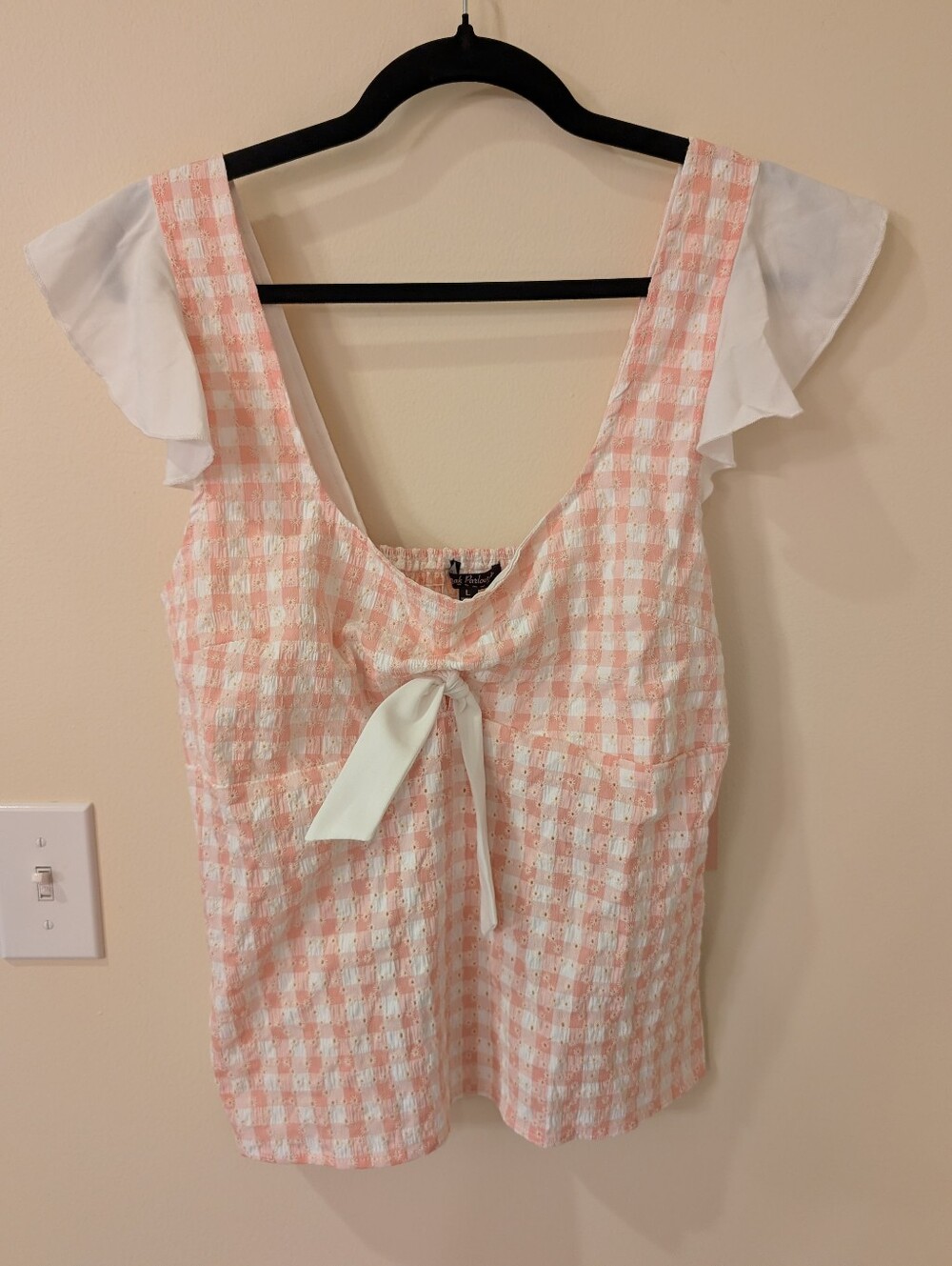 NWT Smak Parlour Pink And White Gingham Blouse